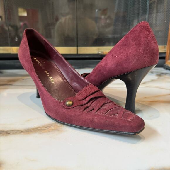Antonio Melani Women’s Suede Corset Pointed Toe Heels Pumps Burgundy Size 9 - Picture 1 of 9